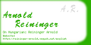arnold reininger business card